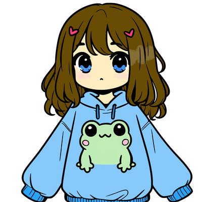 girl wearing frogging sweatshirt