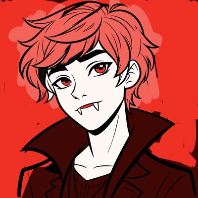 vampire teen boy with sharp fangs and is very handsome