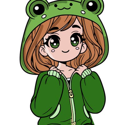 pretty girl in frog onesie