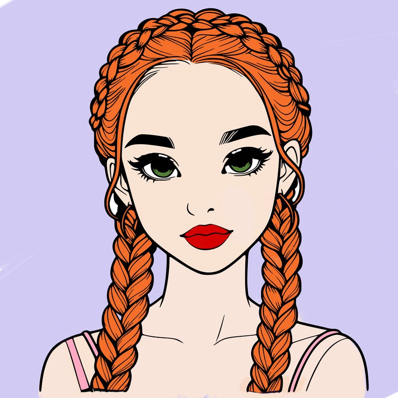 realistic girl with braids