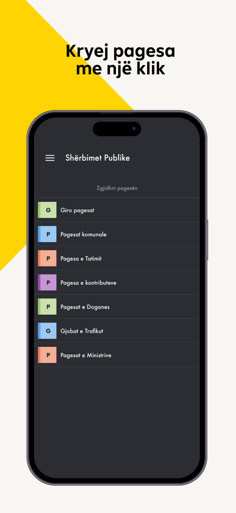 Raiffeisen Bank Kosovo Mobile - Public services payment options in Raiffeisen Bank Kosovo mobile app