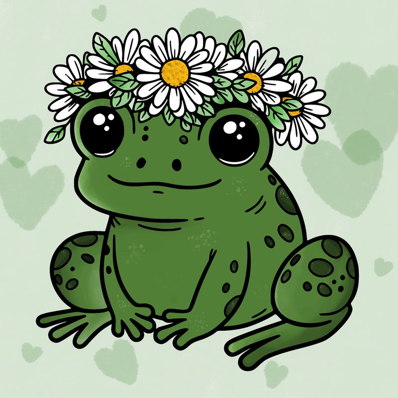 frog with a flower crown