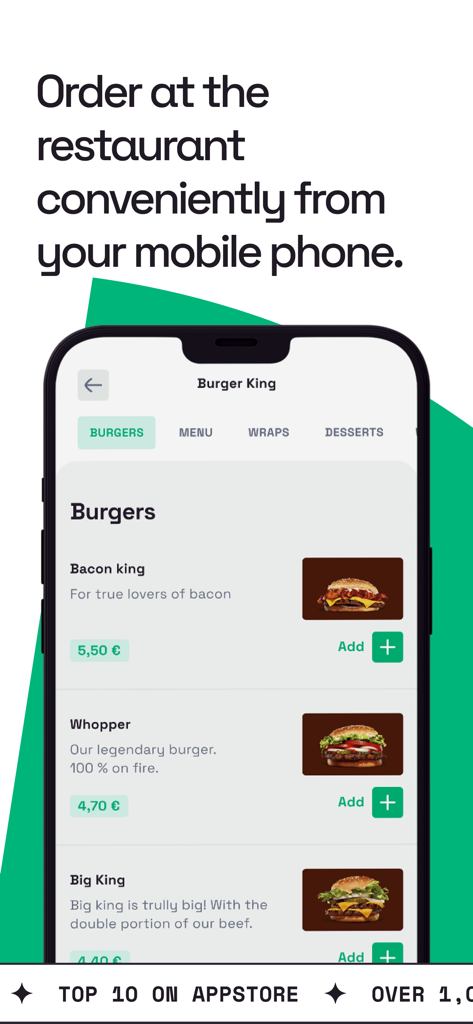 Qerko - Qerko mobile app interface showing a restaurant menu for easy ordering