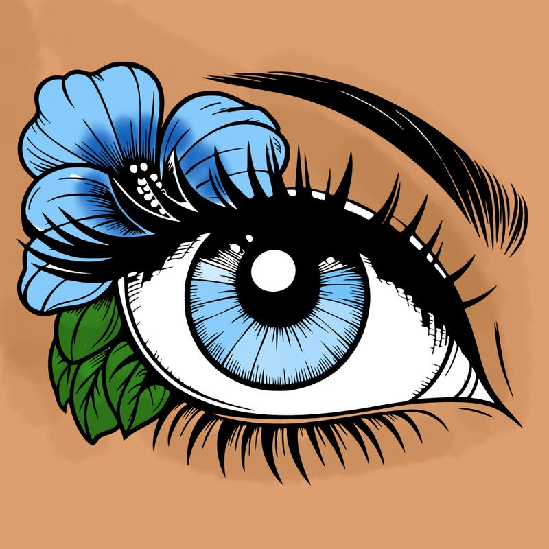 realistic eye with flower