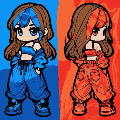 girl in crop top and baggy pants