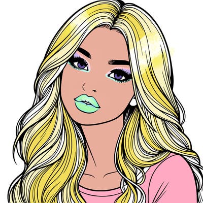 realistic girl with hair on her hair and lips