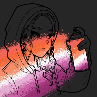 a realistic girl, spray painting