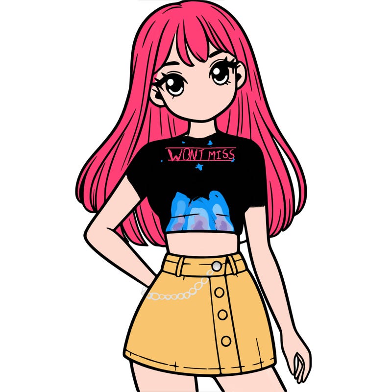 girl with a crop top and mini skirt