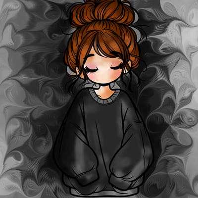 girl with baggy sweatshirt and messy bun