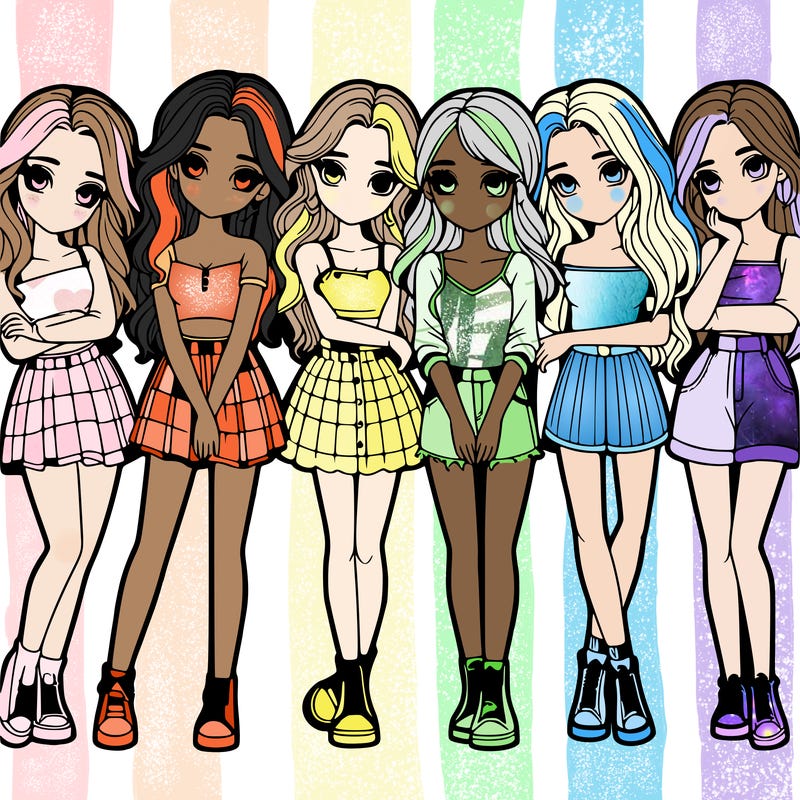 a group of girls realistic