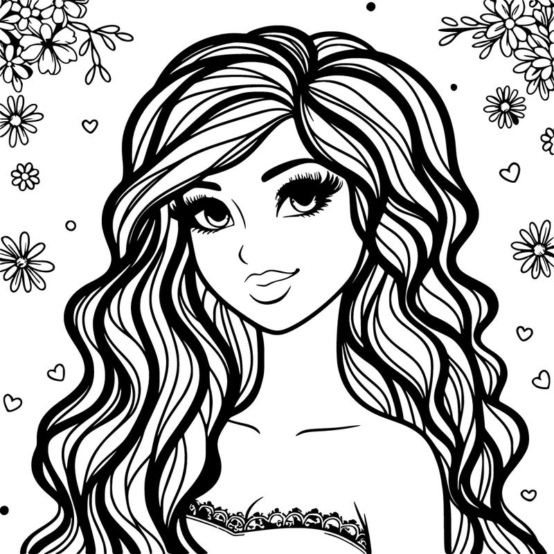 pretty woman with long wavy hair