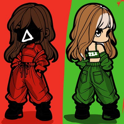 girl in crop top and baggy pants