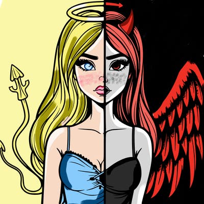 devil vs angel realistic girl