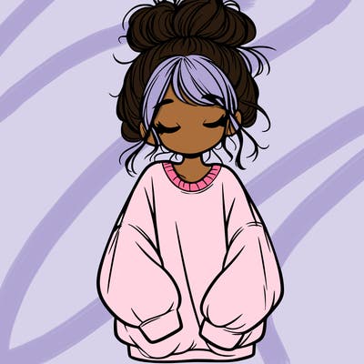 girl with baggy sweatshirt and messy bun