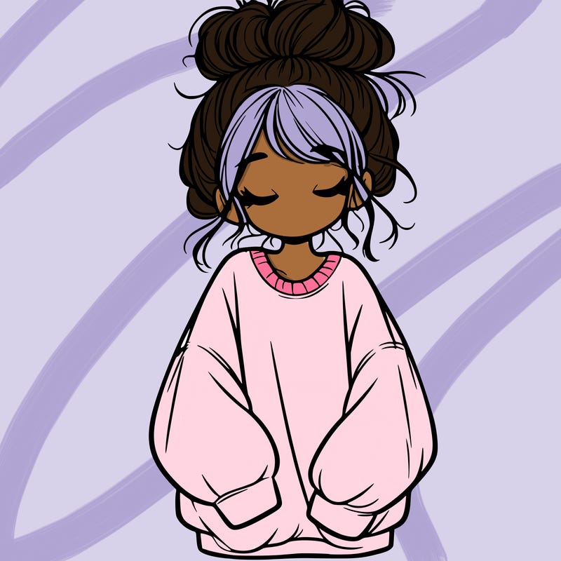 girl with baggy sweatshirt and messy bun