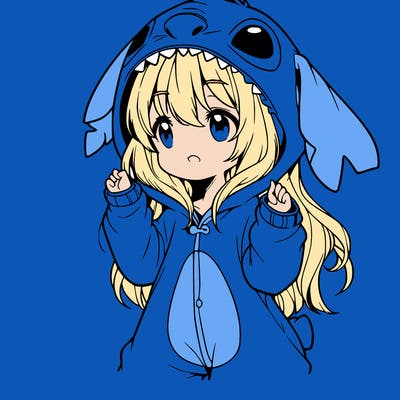 anime girl in a stitch onsie