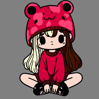 a girl wearing a frog hat and some frog socks