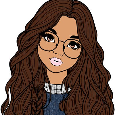 girl with long hair and freckles and glasses realistic