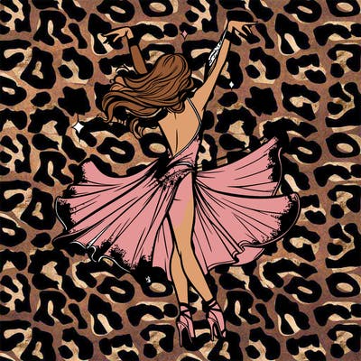 dancer dancing with a shimmery costume on realistic