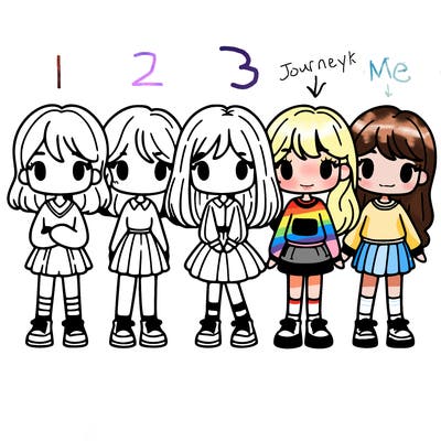 5 girls standing next to each other in a line