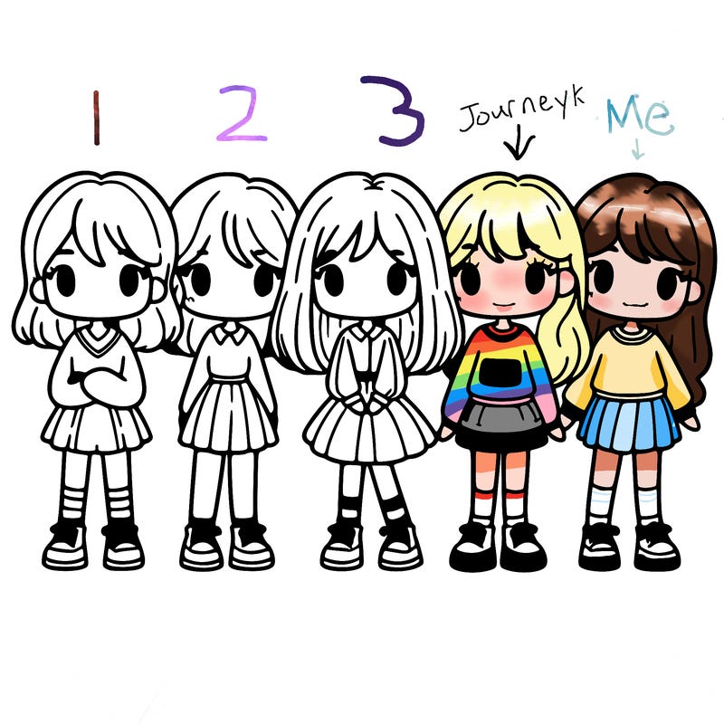 5 girls standing next to each other in a line