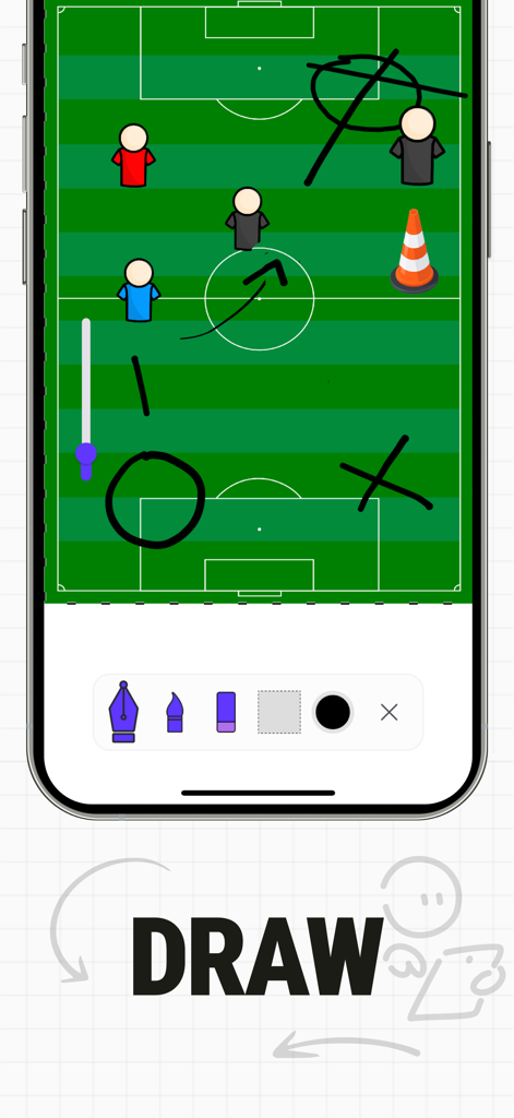 Soccer tactics board - Sply - Digital soccer tactics board with drawing tools and player positions