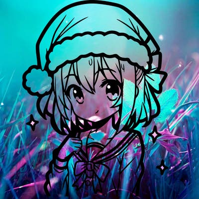 anime girl wearing a santa hat