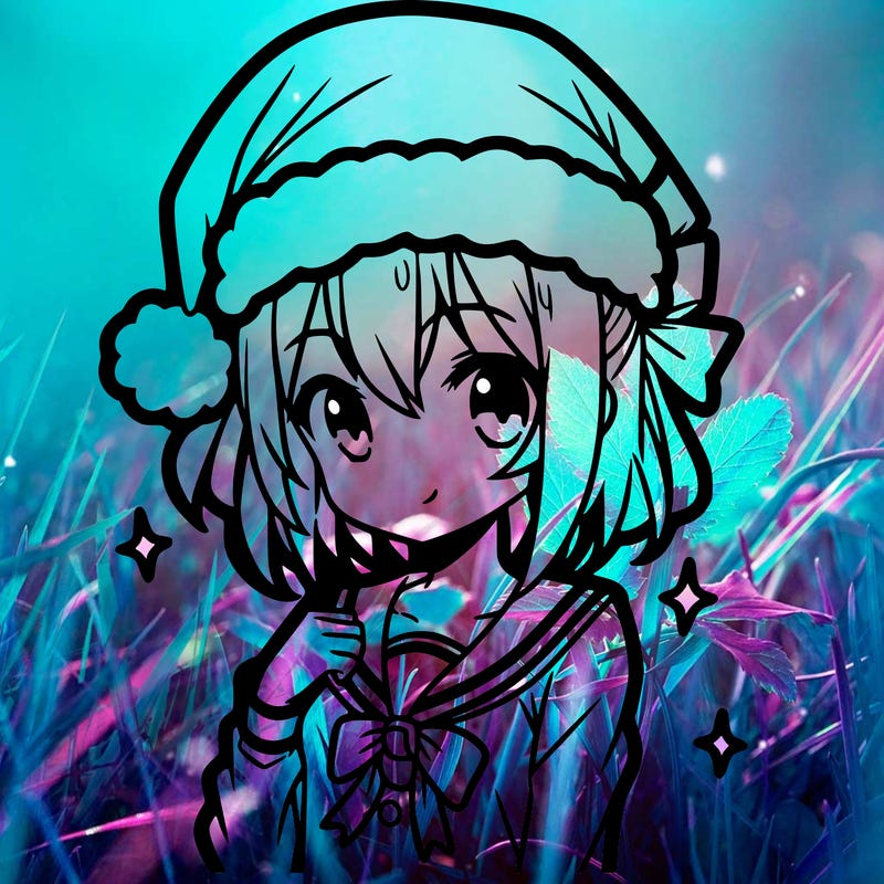 anime girl wearing a santa hat