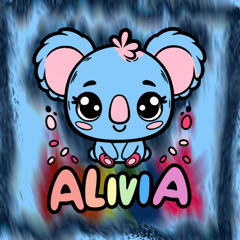 stitch character with the name alivia in bubble letters