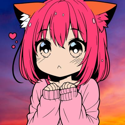 shy anime catgirl
