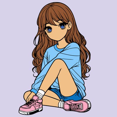 girl sitting realistic