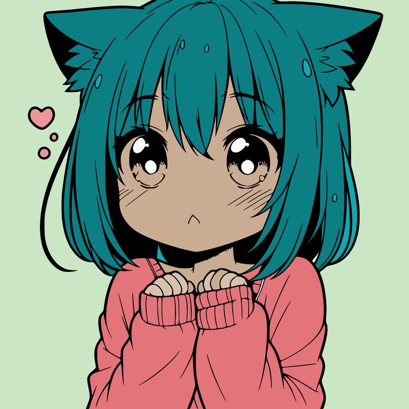 shy anime catgirl