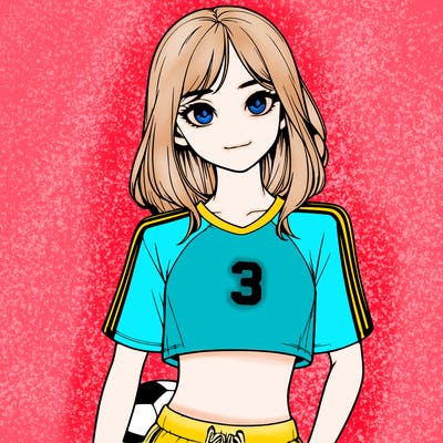 realistic girl wearing soccer jersey