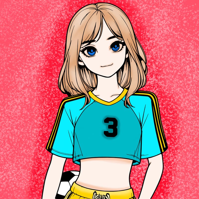 realistic girl wearing soccer jersey