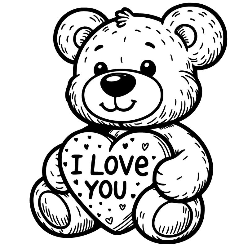 teddy bear holding an i love you heart