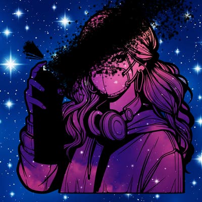 realistic girl spray painting