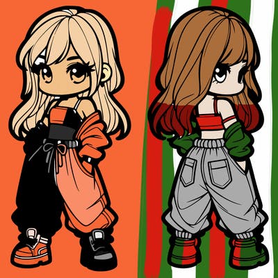 girl in crop top and baggy pants