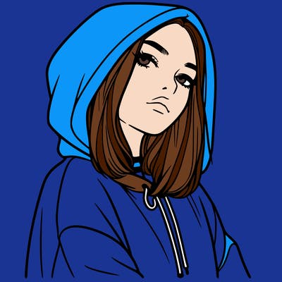 a realistic girl in a hoodie