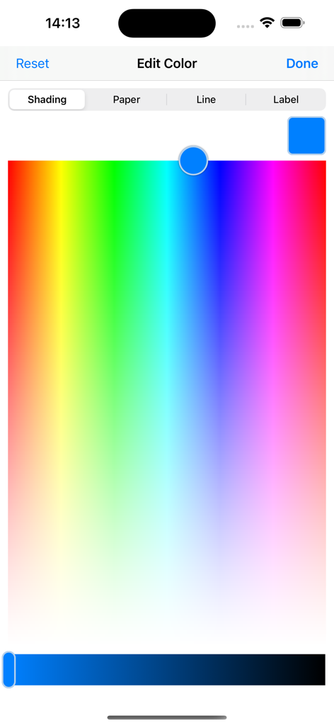 Venn Diagram Shader - Pantalla de selección de color para personalizar el sombreado y los elementos del diagrama de Venn