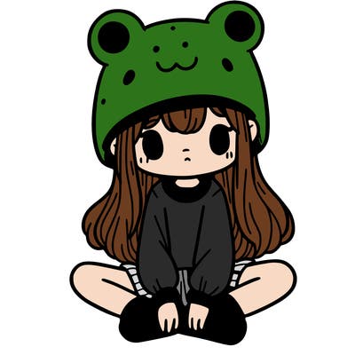 a girl wearing a frog hat and some frog socks