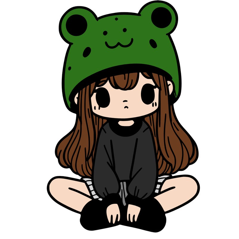 a girl wearing a frog hat and some frog socks