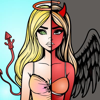 devil vs angel realistic girl