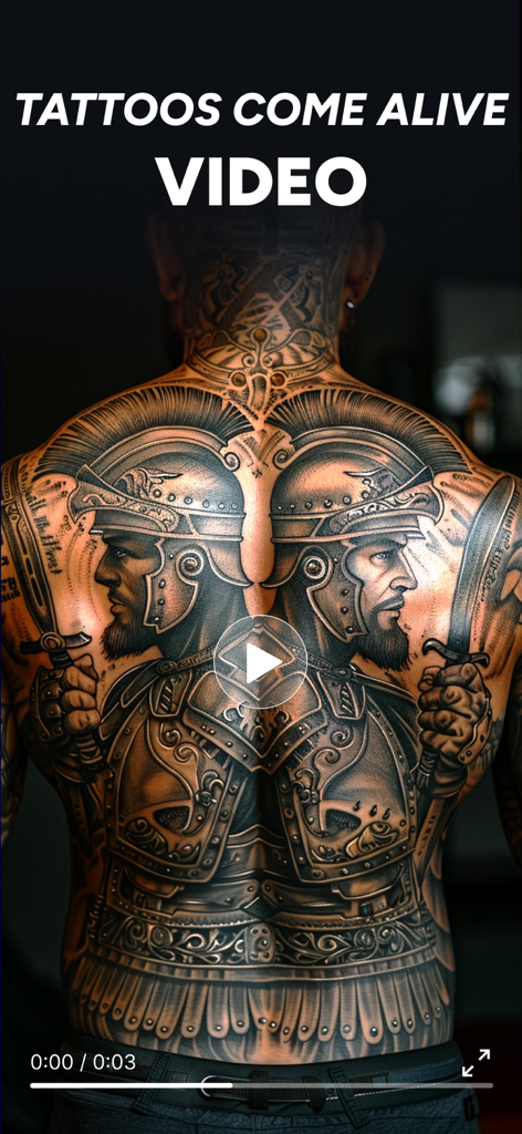 InkDNA AIによって生成された、2人の剣闘士のフルバックタトゥーデザイン