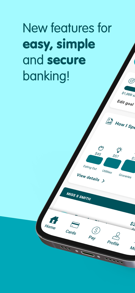 TMBank - TMBank mobile banking app interface showing spending tracker and secure banking message