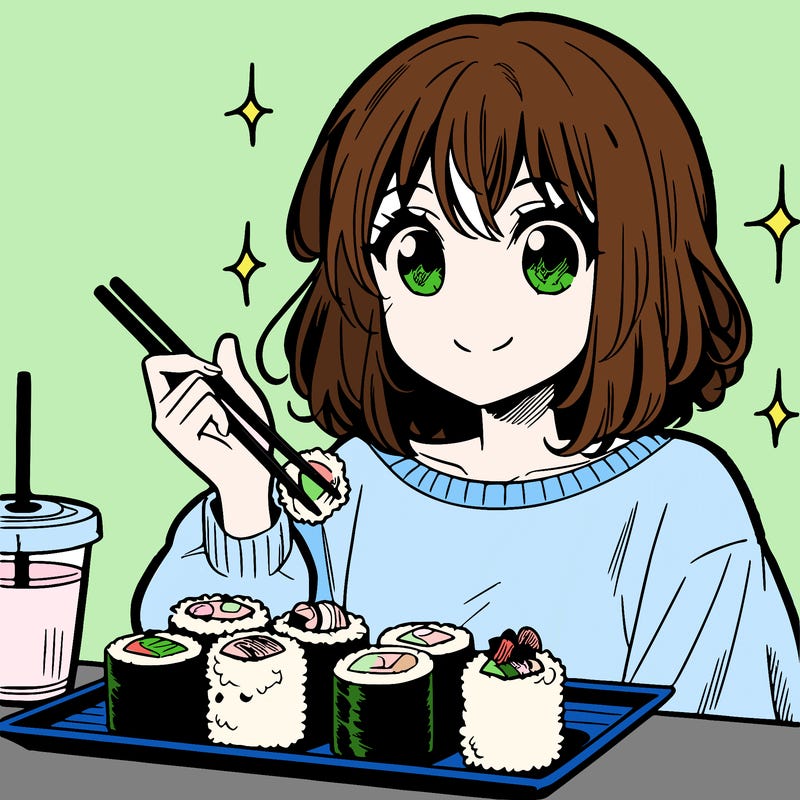 manga girl who loves sushi