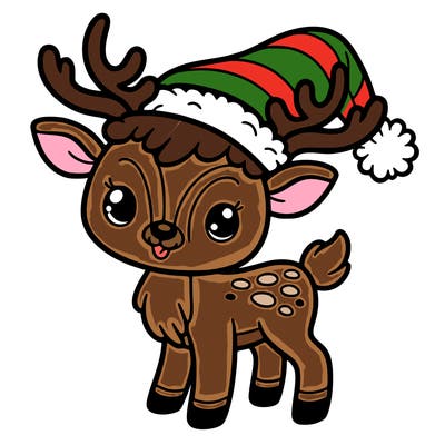 christmas reindeer with santa hat