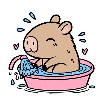 capybara taking a bath