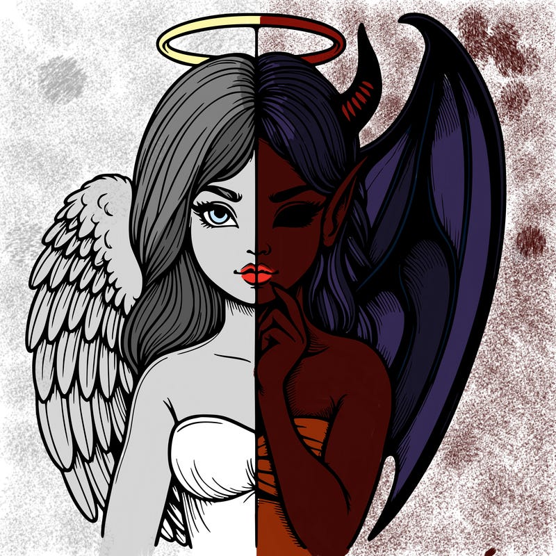 realistic angel half demon