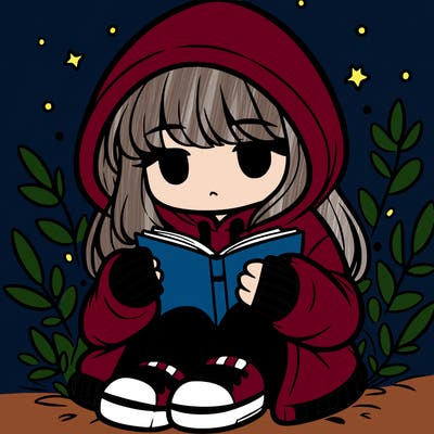 girl in oversized hoodie reading a book