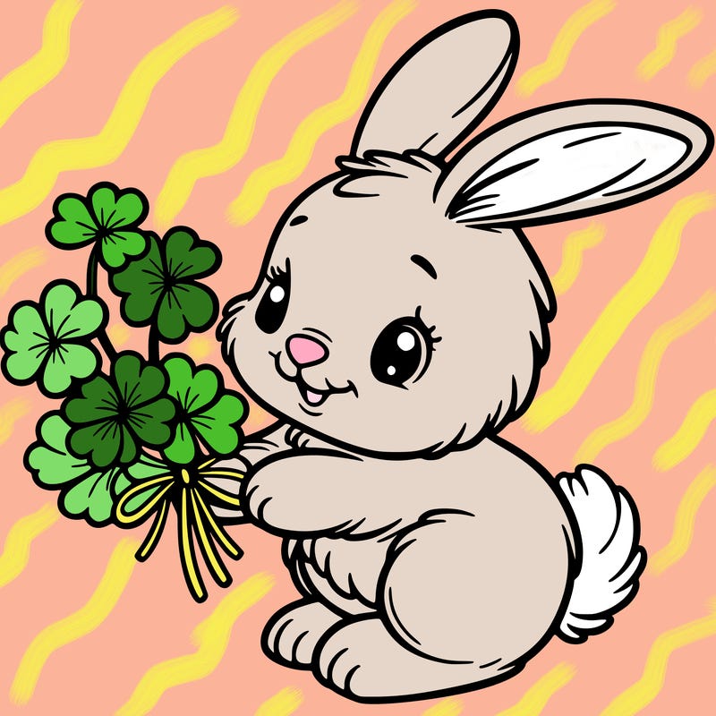 bunny with a bunch of clover